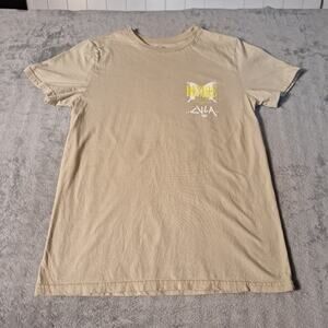 CVLA Tan Yellow Butterfly Desire Short Sleeve T-Shirt Size Small Double-Sided